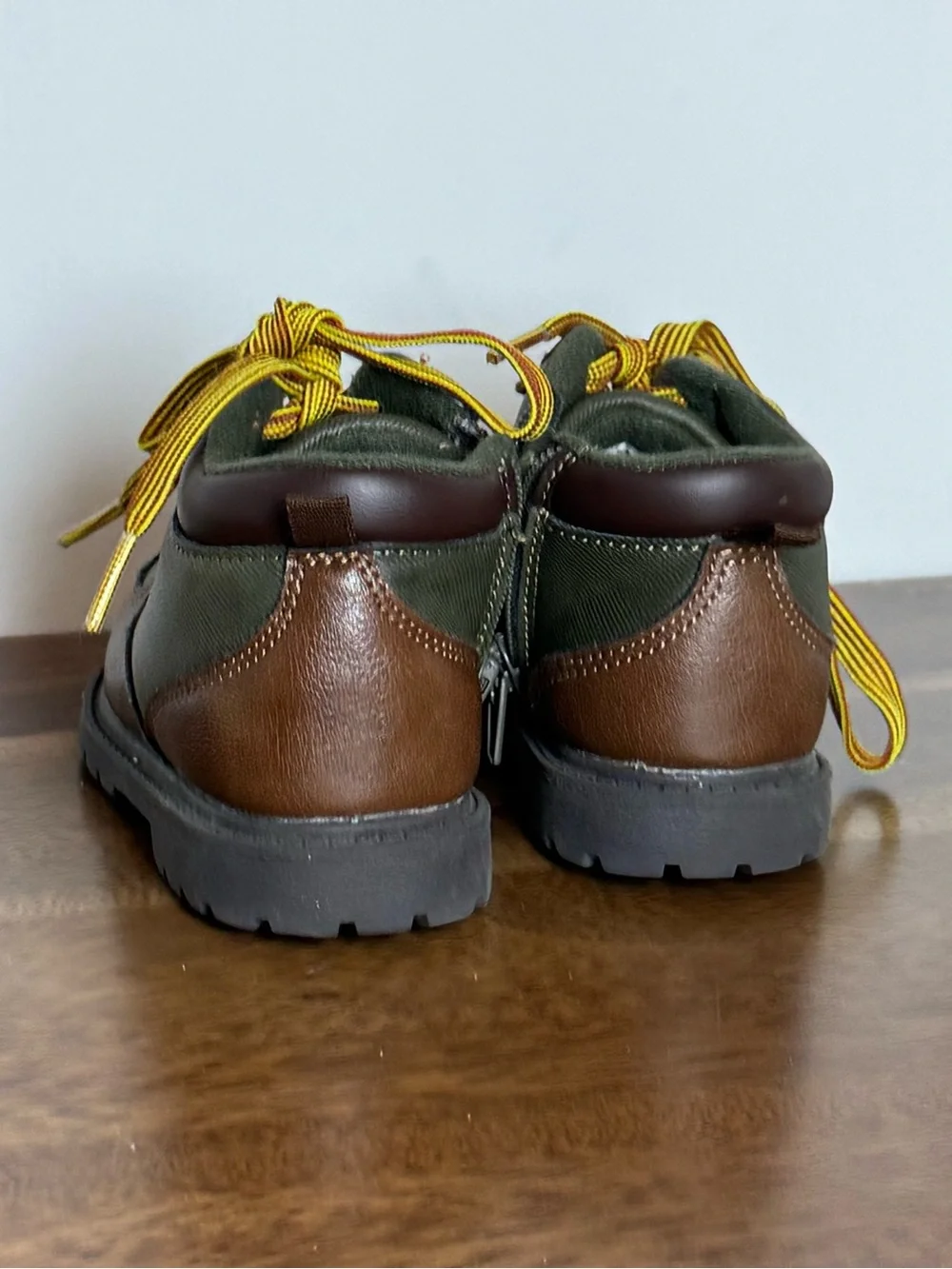 Carter’s Kids Hiking Shoes Brown Green Yellow Lace Up Size 8
